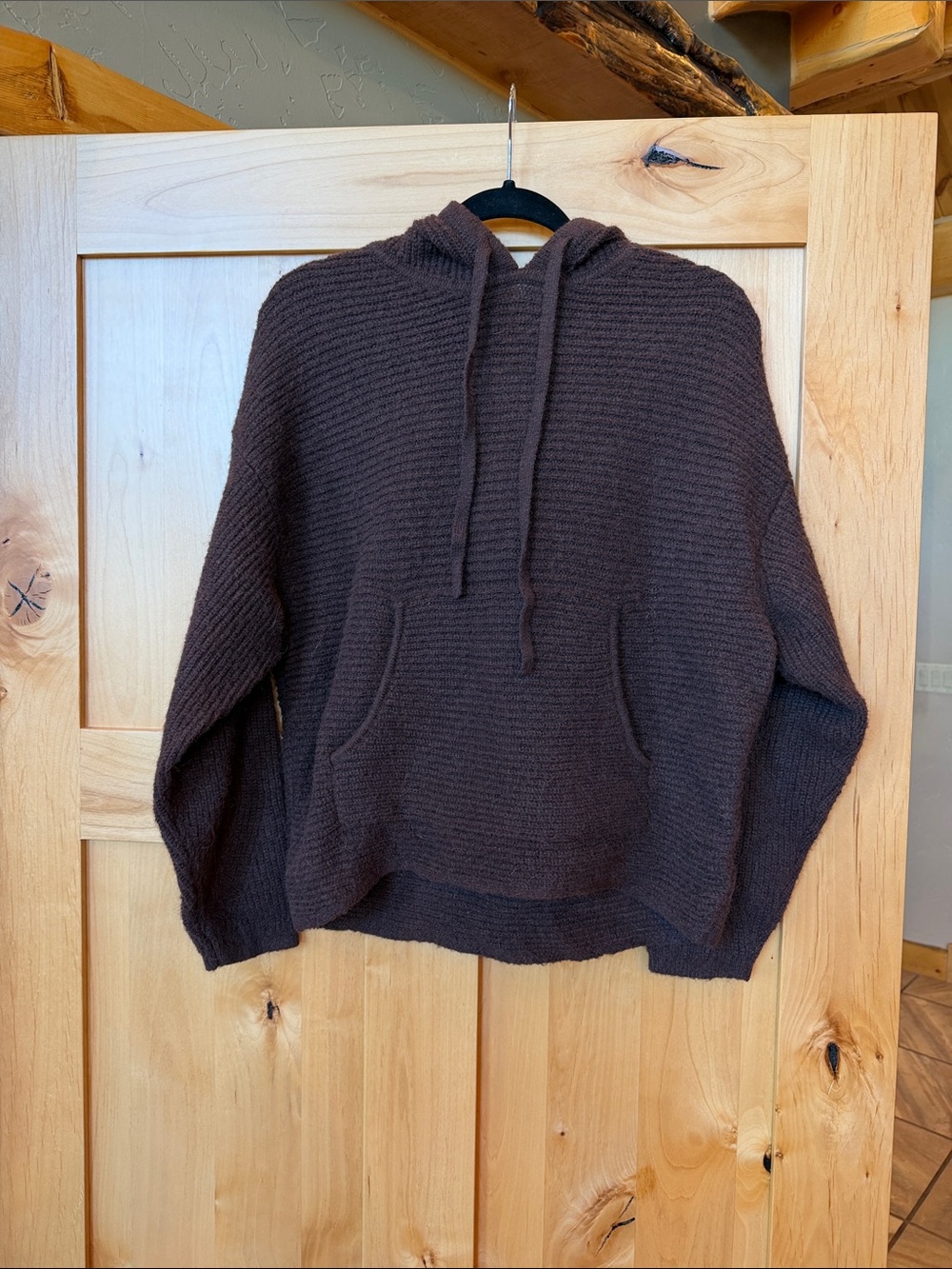 Banana Republic Chocolate Brown Wool Alpaca Hoodie Sweater, Small